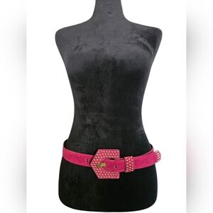 Vintage 80'sMilor Burgundy Suede Studded Embellished Leather Belt Size M/L